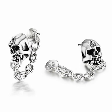 925 Sterling Silver Skull Earrings