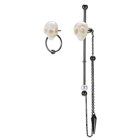  Pearl Hand Carved Crystal Skull Earrings, Skull Jewelry