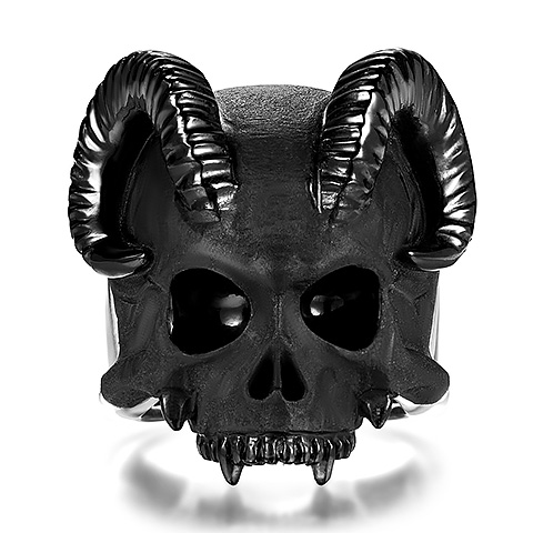 Black Obsidian Hand Carved Crystal Skull Ring, Skull Jewelry