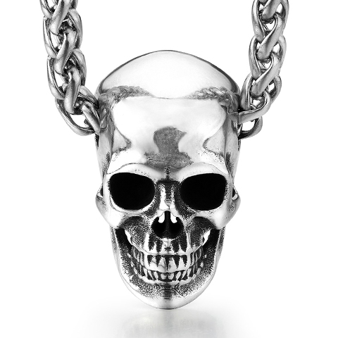 Necklace of 0.8" Silver Skull Pendant, Skull Jewelry