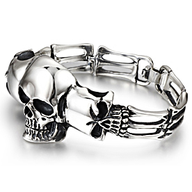 Oxidized Sterling Silver Skulls Bracelet