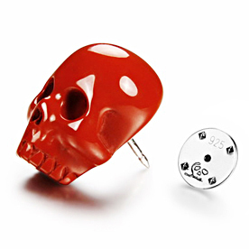Red Jasper Carved Crystal Skull Collar Button