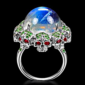 Fancy Gemstones with Skulls Rings