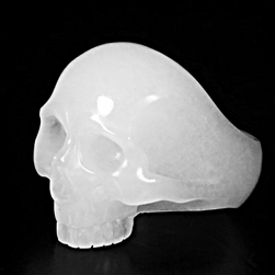 Shhh! - Solid White Jade Carved Gemstone Crystal Skull Ring