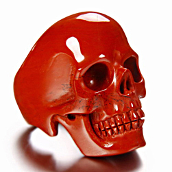 Skullis Signature Solid Red Jasper Carved Gemstone Crystal Skull Ring