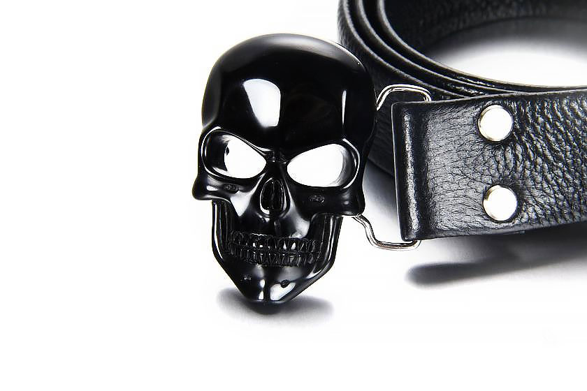 Black Belt with Skull Buckle