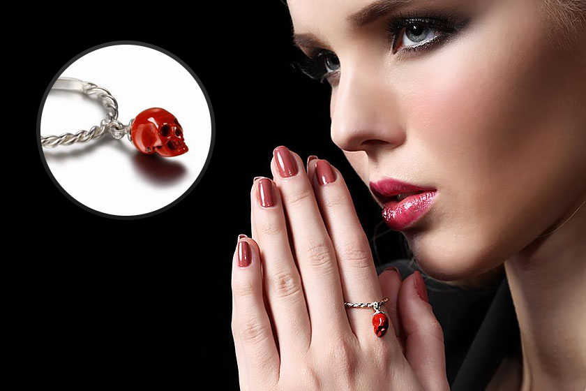 Skull Rings Carved from Gemstones Crystals Jewelry for Men Women