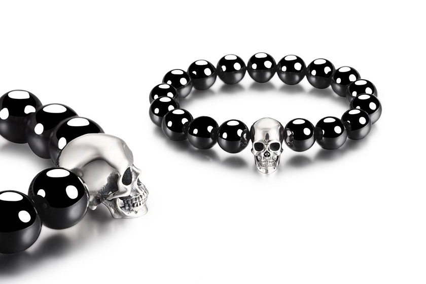 Red Polyester with Sterling Silver Skull Bracelet – Double Bone Official