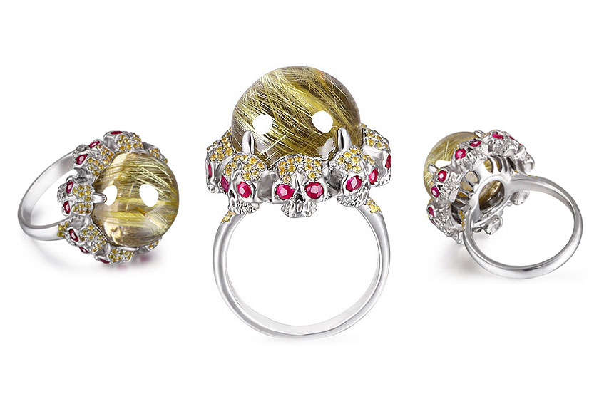 Crystal skull on sale ring