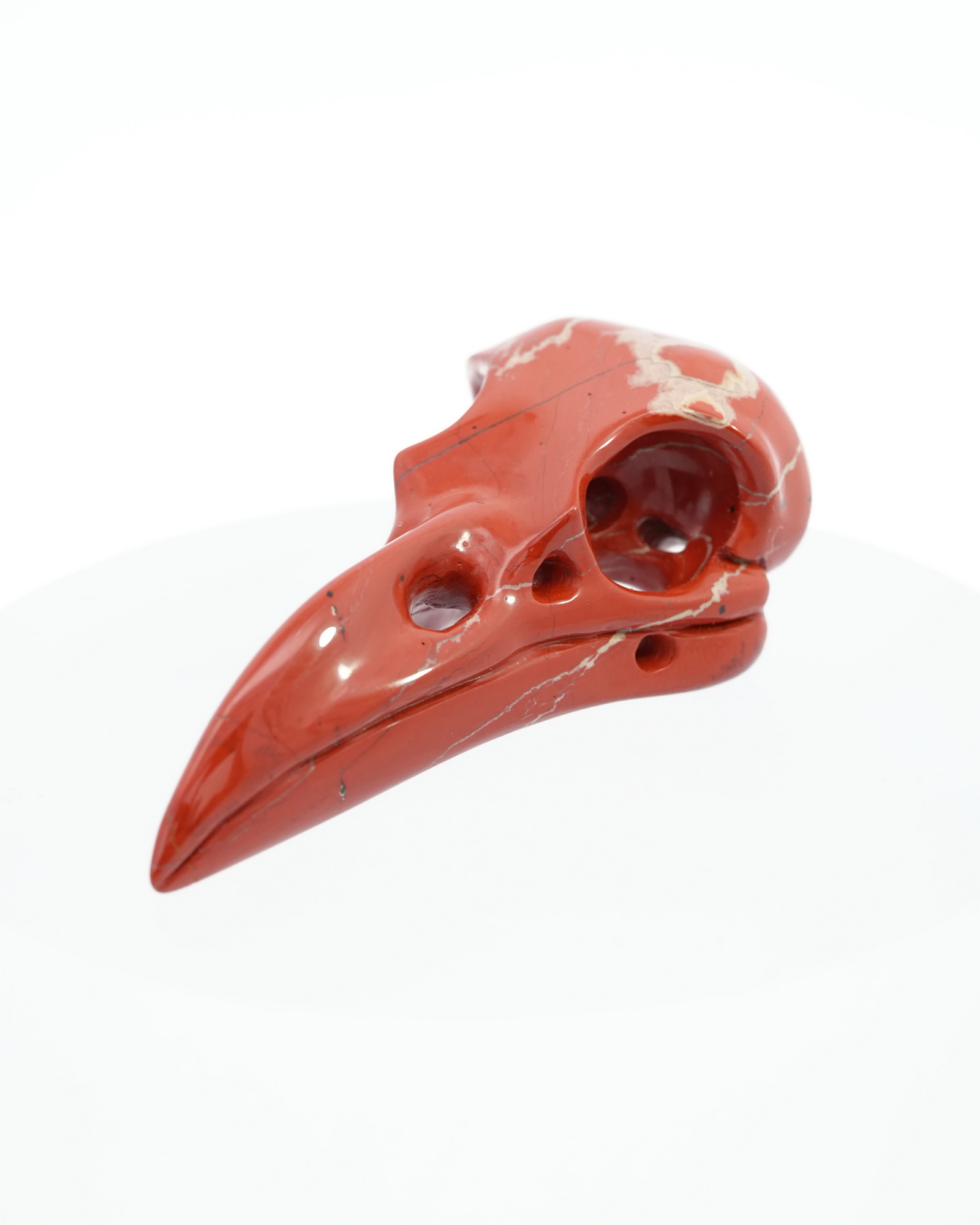 Necklace of 2.3" Red Jasper Hand Carved Crystal Skull Pendant, Skull Jewelry