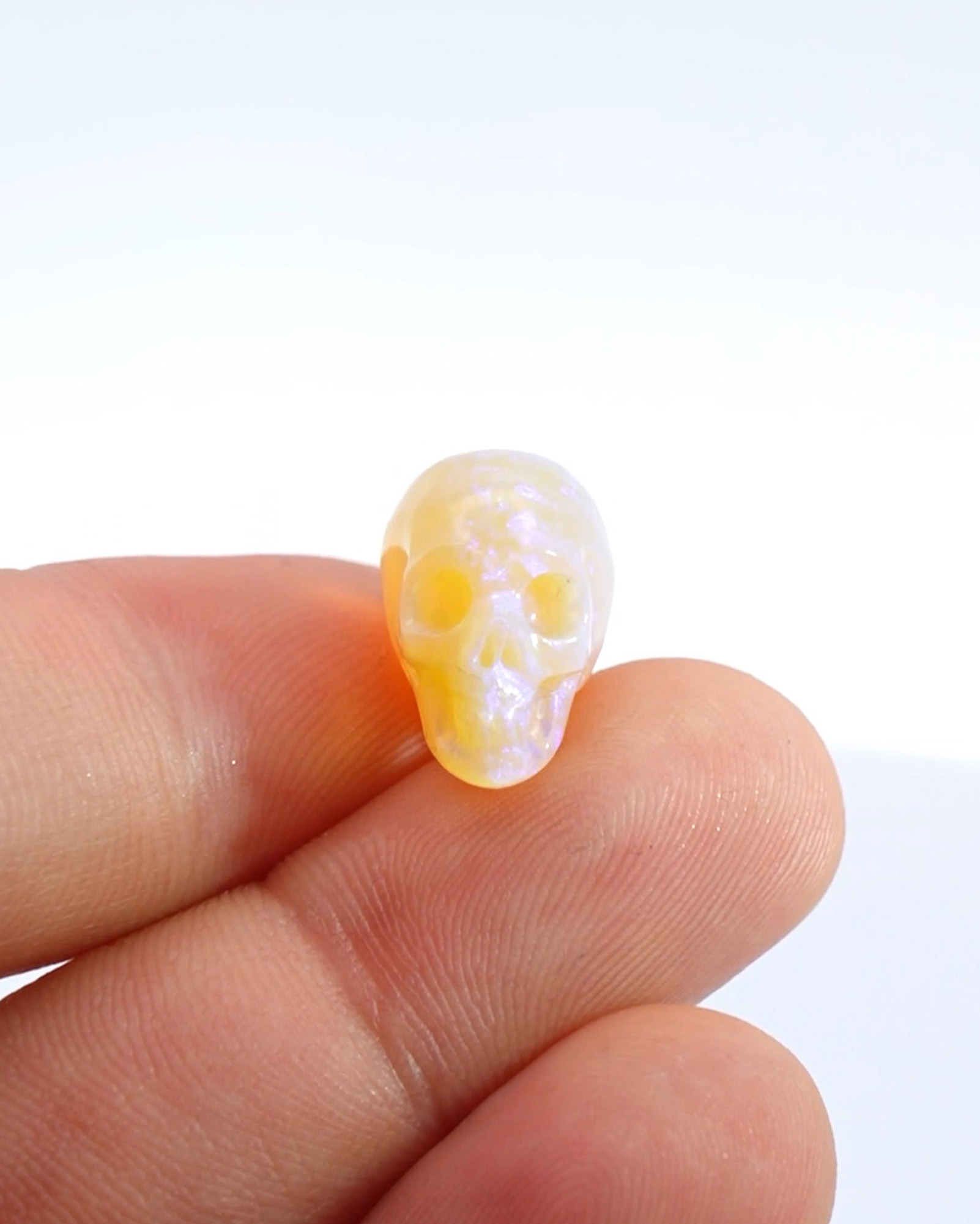 0.6" Australian Opal Hand Carved Crystal Skull, Realistic, Crystal Healing