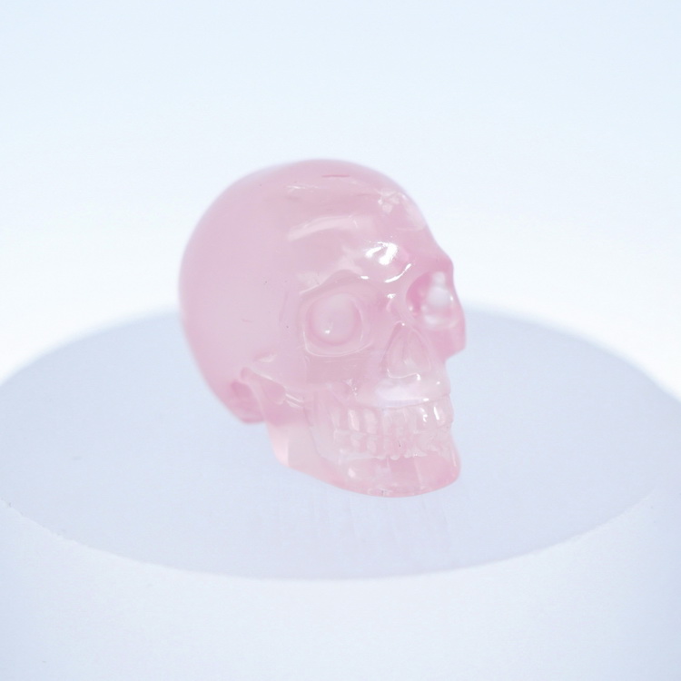 1.1" Rose Quartz Hand Carved Crystal Skull, Realistic, Crystal Healing