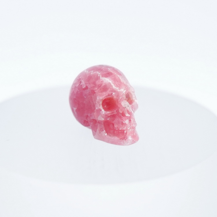 0.7" Rhodochrosite Hand Carved Crystal Skull, Realistic, Crystal Healing
