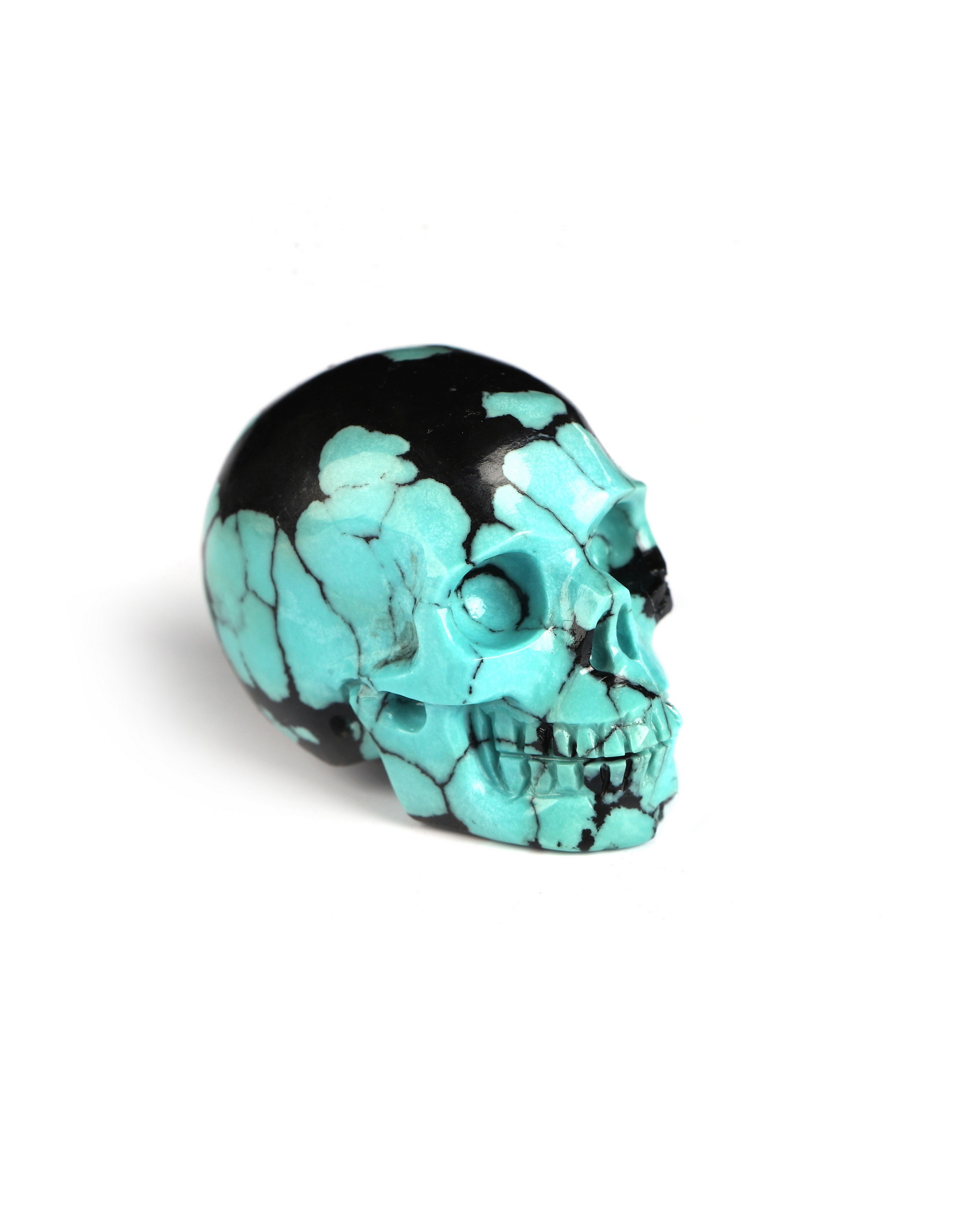 Gemstone 1.1" Turquoise Hand Carved Crystal Skull, Realistic, Crystal Healing
