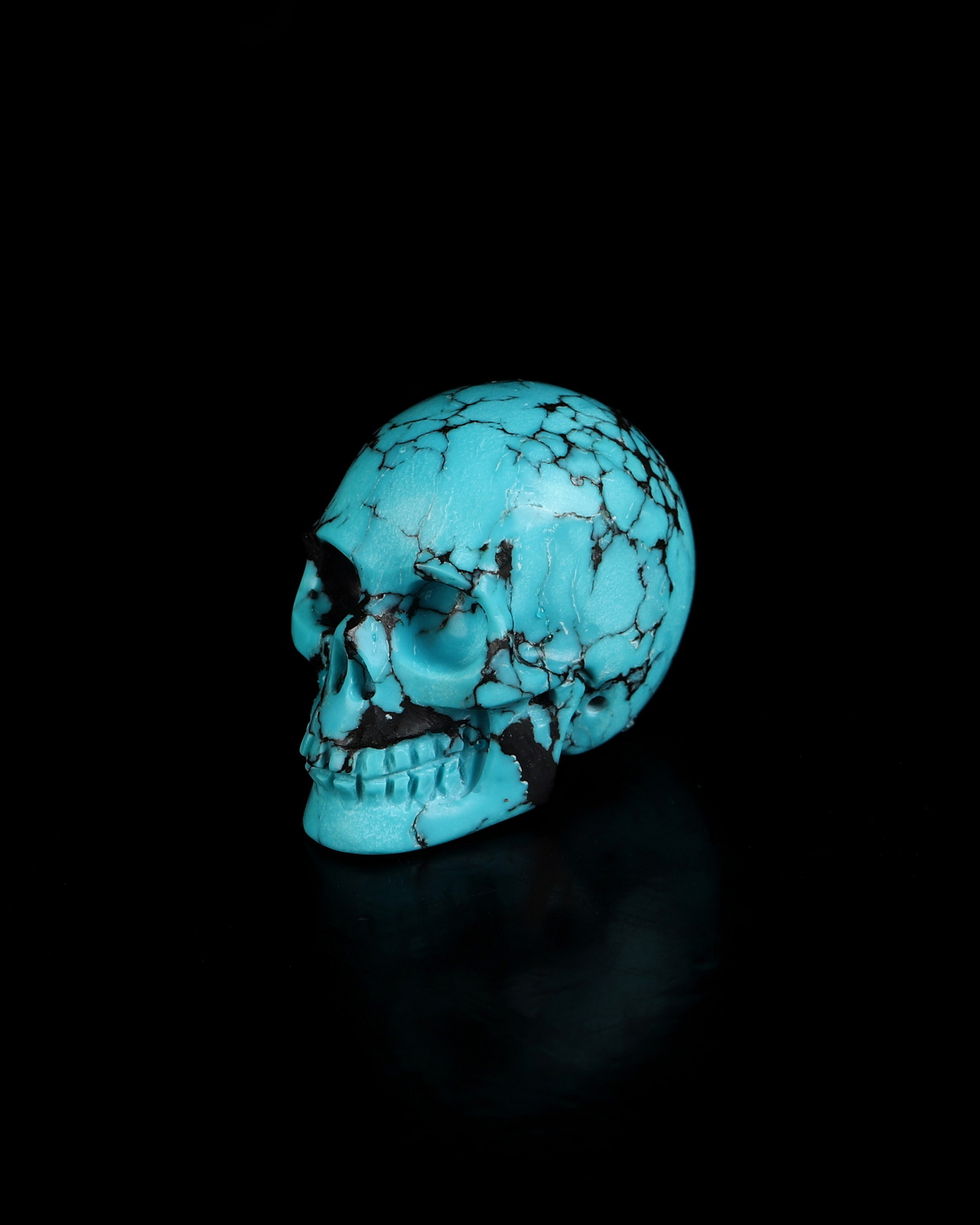 Gemstone 0.7" Turquoise Hand Carved Crystal Skull, Realistic, Crystal Healing