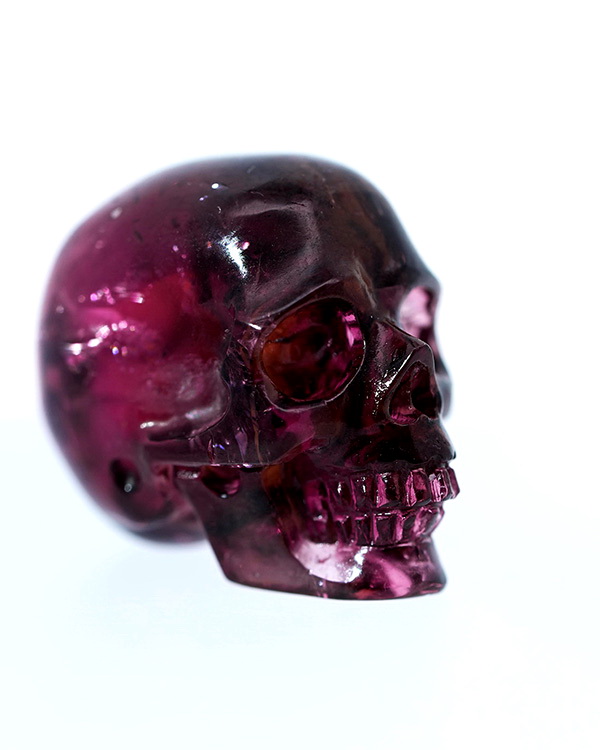 Rare 0.7" Tourmaline Hand Carved Crystal Skull, Realistic, Crystal Healing
