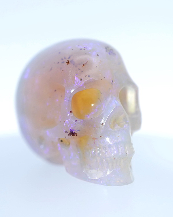 Gemstone 0.9" Australian Opal Hand Carved Crystal Skull, Realistic, Crystal Healing