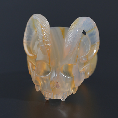 US Size 9# Agate Hand Carved Crystal Skull Ring, Skull Jewelry