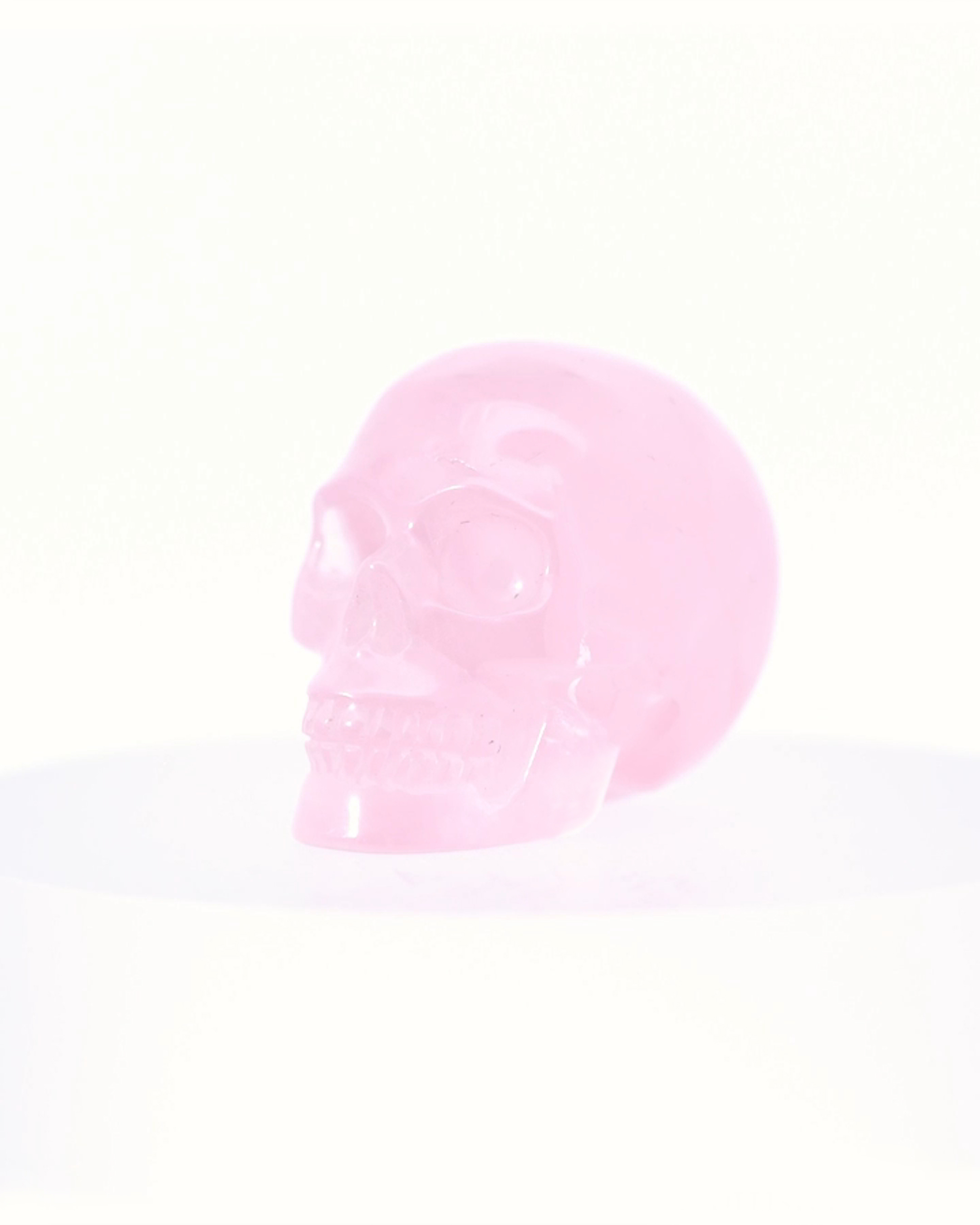 1.2" Rose Quartz Hand Carved Crystal Skull, Realistic, Crystal Healing