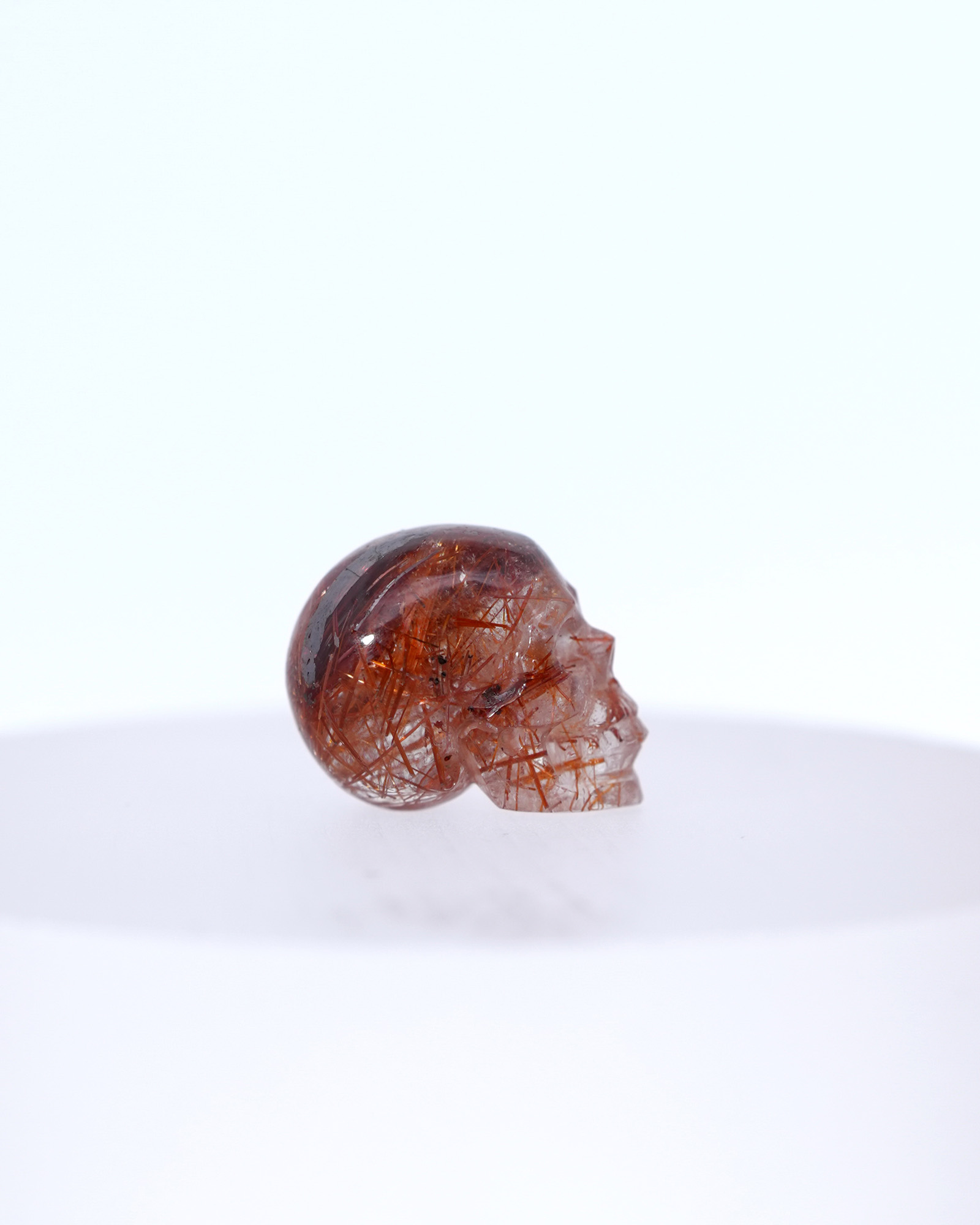 Gemstone 0.6" Rutilated Quartz Rock Crystal Hand Carved Crystal Skull, Realistic, Crystal Healing