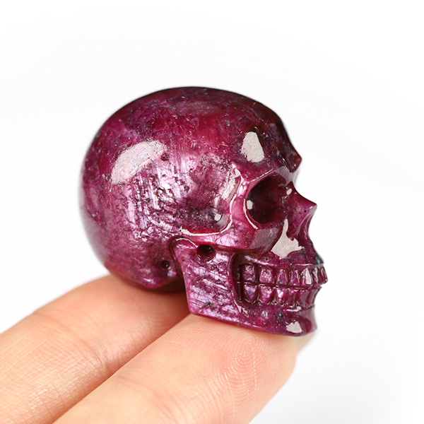 1.1" Ruby Hand Carved Crystal Skull, Realistic, Crystal Healing