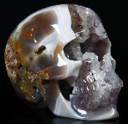 Unique Geode Huge 5.7" Agate Carved Crystal Skull
