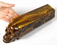 Awesome Titain 12.3" Tiger Iron Eye Carved Crystal Skull, Wand/point