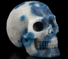 2.0" K2 Azurite Granite Carved Crystal Skull, Realistic, Crystal Healing