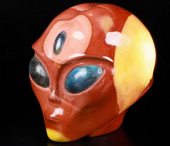 Huge 4.2" Mookaite Jasper Star Being Female Alien, Labradorite Eyes Crystal Skull Companion ,Reiki Healing Stone Statue