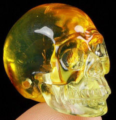 Gemstone 0.9" Baltic Amber Carved Crystal Skull, Realistic, Crystal Healing