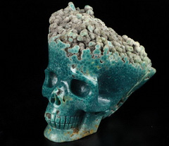 Mineral Specimen Gemstone 3.1" Green Grape Agate Carved Crystal Skull, Crystal Healing