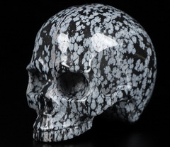 3.6" Snowflake Obsidian Carved Crystal Skull, Realistic, Crystal Healing