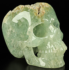 Gemstone Huge 5.0" Prehnite Carved Crystal Skull, Super Realistic