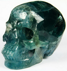 Huge 5.2" Fluorite Carved Crystal Skull, Super Realistic
