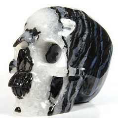 Oct 3, 2014 ACSAD (A Crystal Skull a Day) - Crystal Skull of the Medicine Buddha - Suleiman Black Zebra Agate Carved Crystal Skull Sculpture