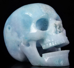 Huge 5.1" Blue Aragonite Carved Crystal Singing Skull