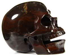 Huge 5.2" Chinese Bloodstone Carved Crystal Singing Skull