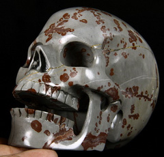 Huge 5.1" Chinese Painting Stone Carved Crystal Singing Skull