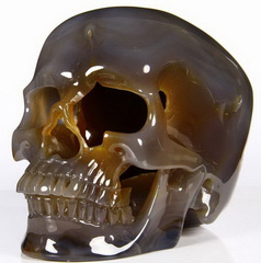 Amazing Lifesized 7.2" Geode Agate Carved Crystal Skull