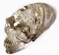 Huge 4.3" Smokey/smoky Quartz Rock Crystal Carved Elongated Mayan Alien Crystal Skull