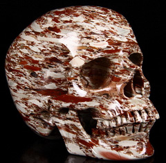 Huge 5.1" Green Red Jasper Carved Crystal Skull, Super Realistic