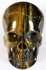 Huge 4.8" Blue & Gold Tiger Eye Carved Crystal Skull, Realistic