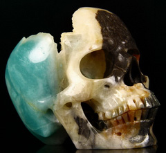 Unique Geode Huge 4.8" Chinese Amazonite Carved Crystal Skull