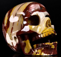 Huge 5.1" Mookaite Jasper Carved Crystal Singing Skull, Crystal Healing