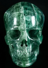 Lifesized 7.9" Fluorite Carved Crystal Skull, Super Realistic