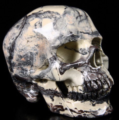 Huge 5.6" Porcelain Jasper Carved Crystal Skull, Super Realistic