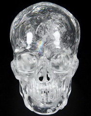 Rainbow Huge 5.2" Quartz Rock Crystal Carved Crystal Skull,Super Realistic, Crystal Healing