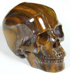Huge 5.2" Tiger Iron Eye Carved Crystal Skull, Super Realistic