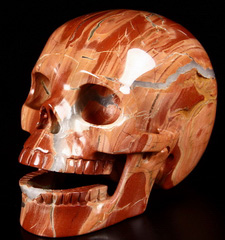 HUGE 5.1" Red Jasper Carved Crystal Singing Skull