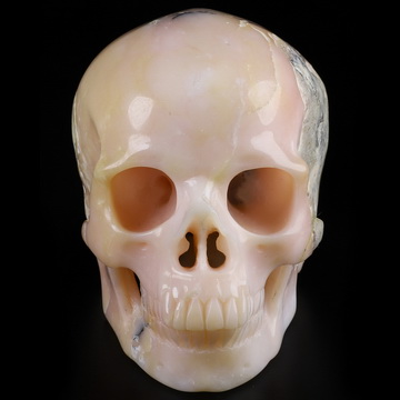 3.6" Pink Opal Hand Carved Crystal Skull, Super Realistic, Crystal Healing